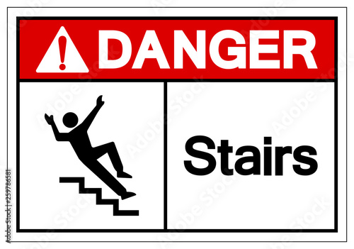 Danger Stairs Symbol Sign, Vector Illustration, Isolate On White Background Label. EPS10