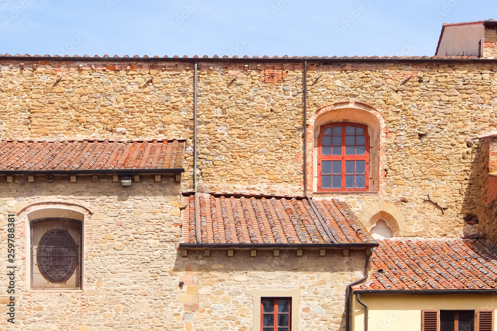 Sansepolcro, Italy. View of old house roof in Sansepolcro.