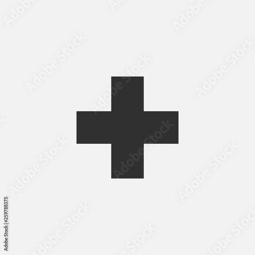 Cross icon isolated on white background. Vector illustration.