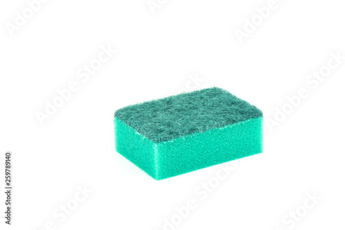 Kitchen green sponge isolated on white background. The concept of cleanliness and health.