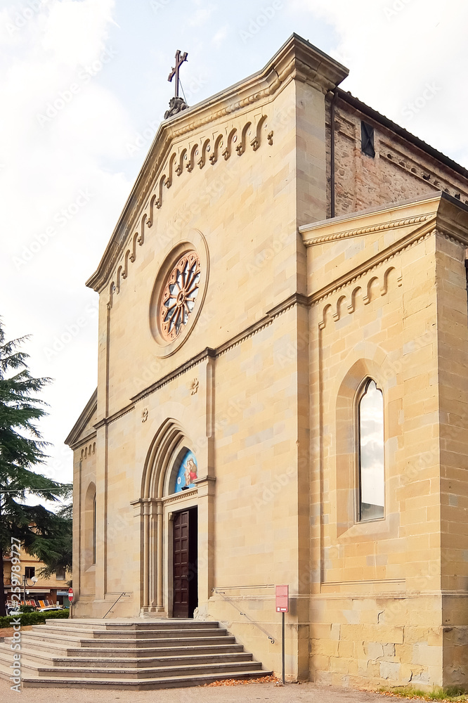 San Giustino, Italy. Facade of catholic church in San Giustino (Chiesa arcipretale di San Giustino).