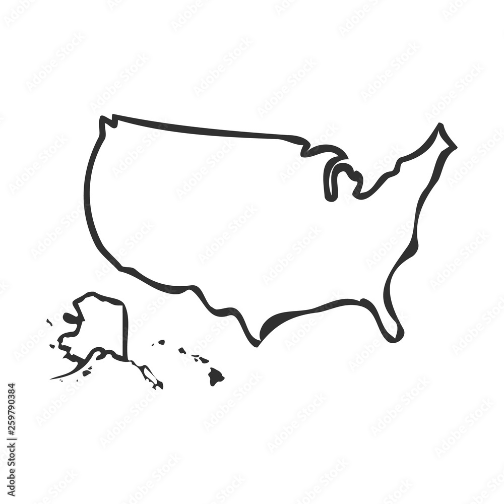 USA map icon. isolated on white background. Vector illustration.