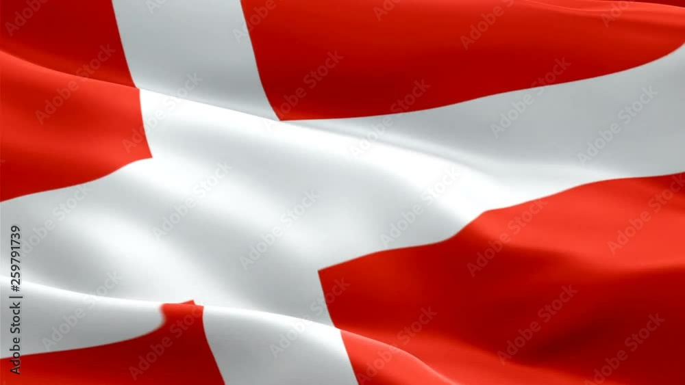 Denmark waving flag. National 3d Danish flag waving. Sign of Denmark seamless loop animation. Danish flag HD resolution Background. Denmark flag Closeup 1080p Full HD video for presentation