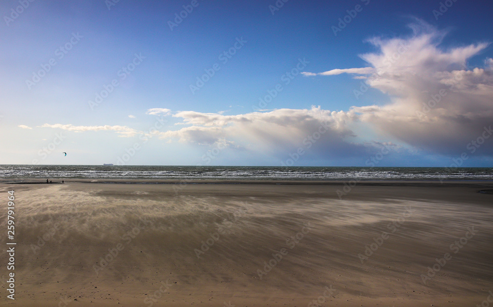 Sun and wind in Wimereux beach in France Sun and wind in Wimereux beach in France