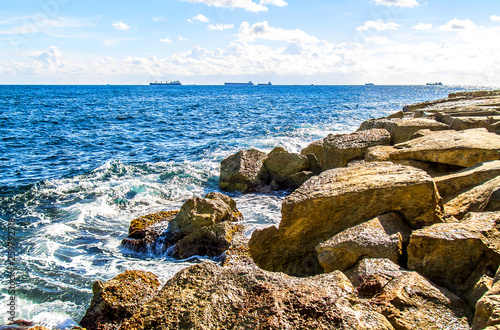 Sea stones rocks washed by sea waves-seascape © kvdkz