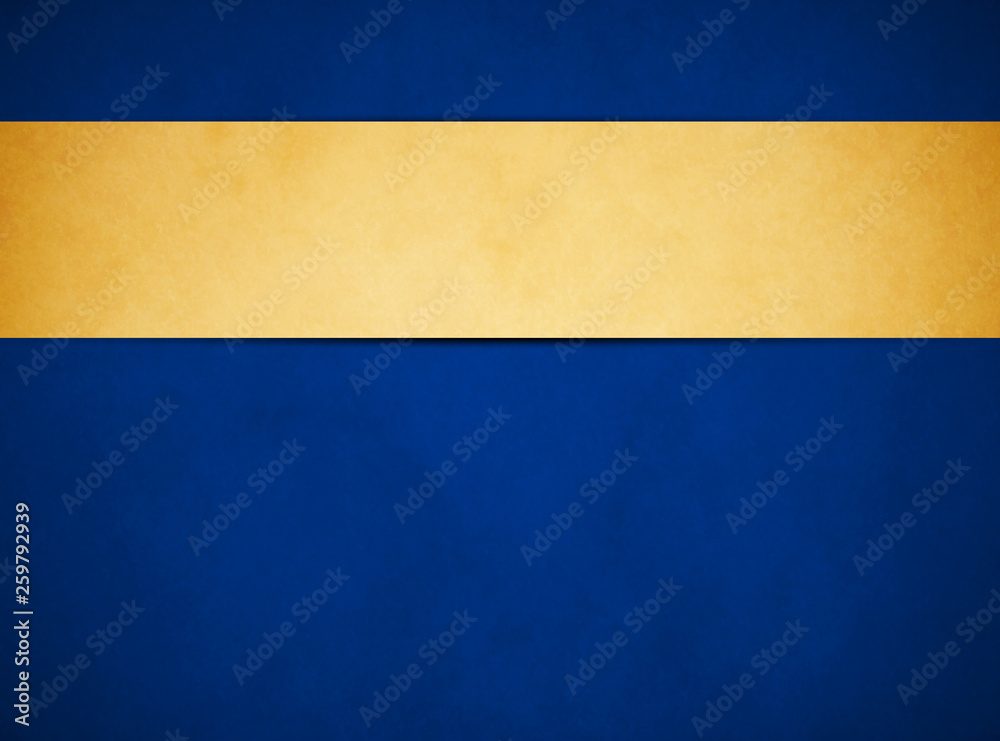 An elegant rich blue grunge texture background with a tan gold banner ribbon raised above. An elegant rich blue grunge texture background with a tan gold banner ribbon raised above.