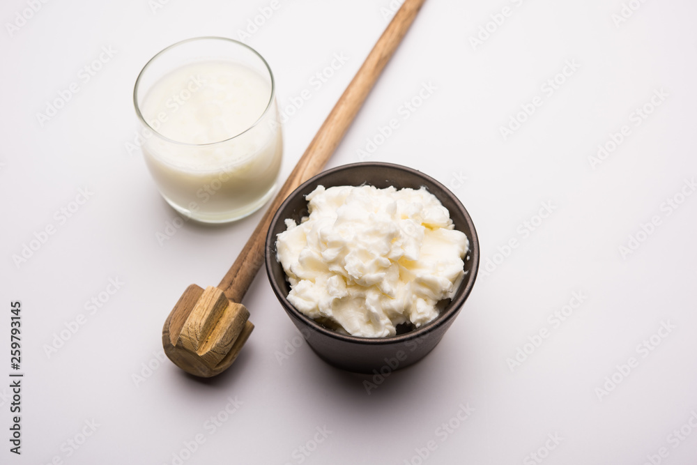 Homemade white Butter or Makhan/Makkhan in Hindi, served in a bowl. selective focus Homemade white Butter or Makhan/Makkhan in Hindi, served in a bowl. selective focus