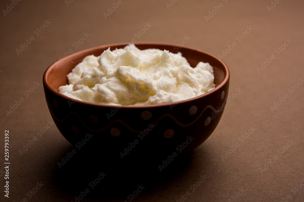 Homemade white Butter or Makhan/Makkhan in Hindi, served in a bowl. selective focus Homemade white Butter or Makhan/Makkhan in Hindi, served in a bowl. selective focus