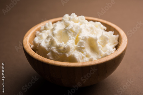 Homemade white Butter or Makhan/Makkhan in Hindi, served in a bowl. selective focus