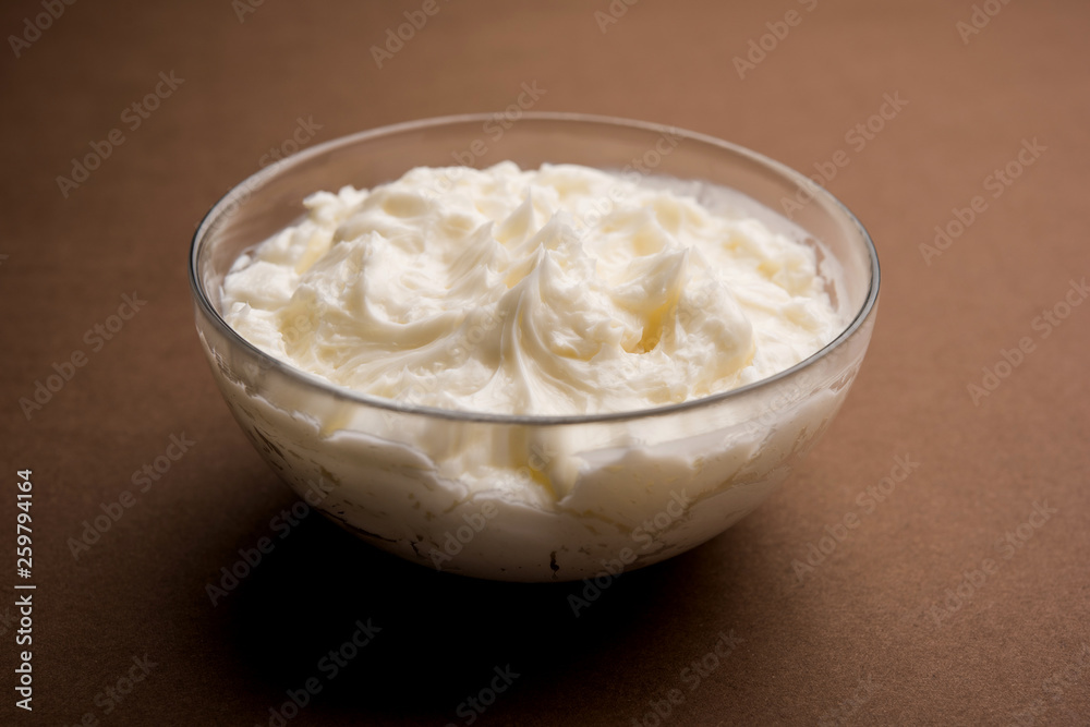 Homemade white Butter or Makhan/Makkhan in Hindi, served in a bowl. selective focus Homemade white Butter or Makhan/Makkhan in Hindi, served in a bowl. selective focus