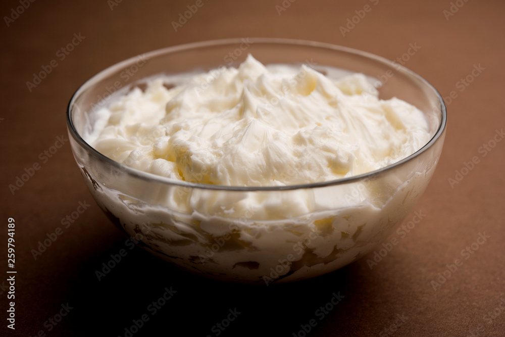 Homemade white Butter or Makhan/Makkhan in Hindi, served in a bowl. selective focus Homemade white Butter or Makhan/Makkhan in Hindi, served in a bowl. selective focus