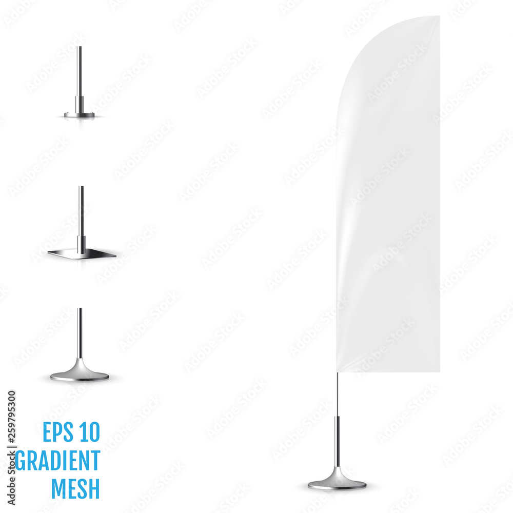 Realistic white banner flag 3d mockup. Realistic white banner flag 3d mockup.