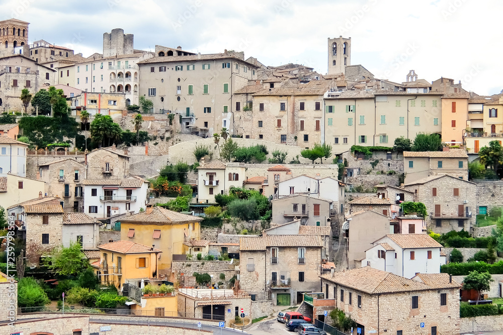 Narni, Italy. Beautiful view of historic center of the  small ancient hilltown Narni