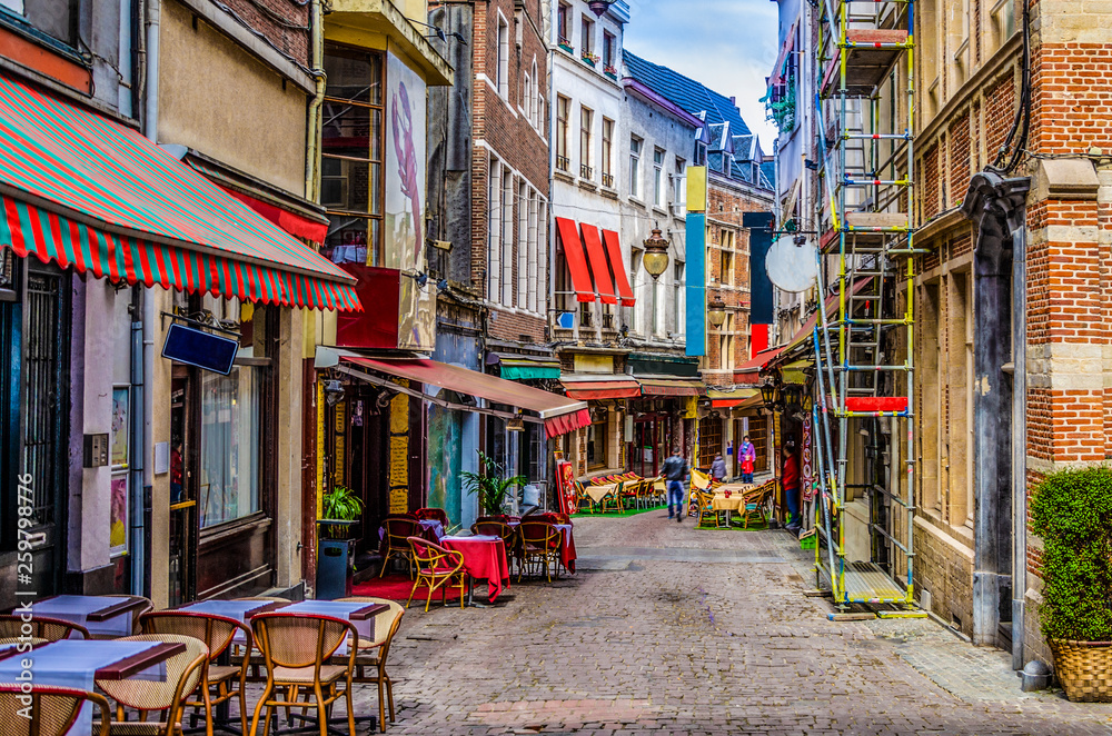 Alley in the center of Brussels. Europe Belgium
