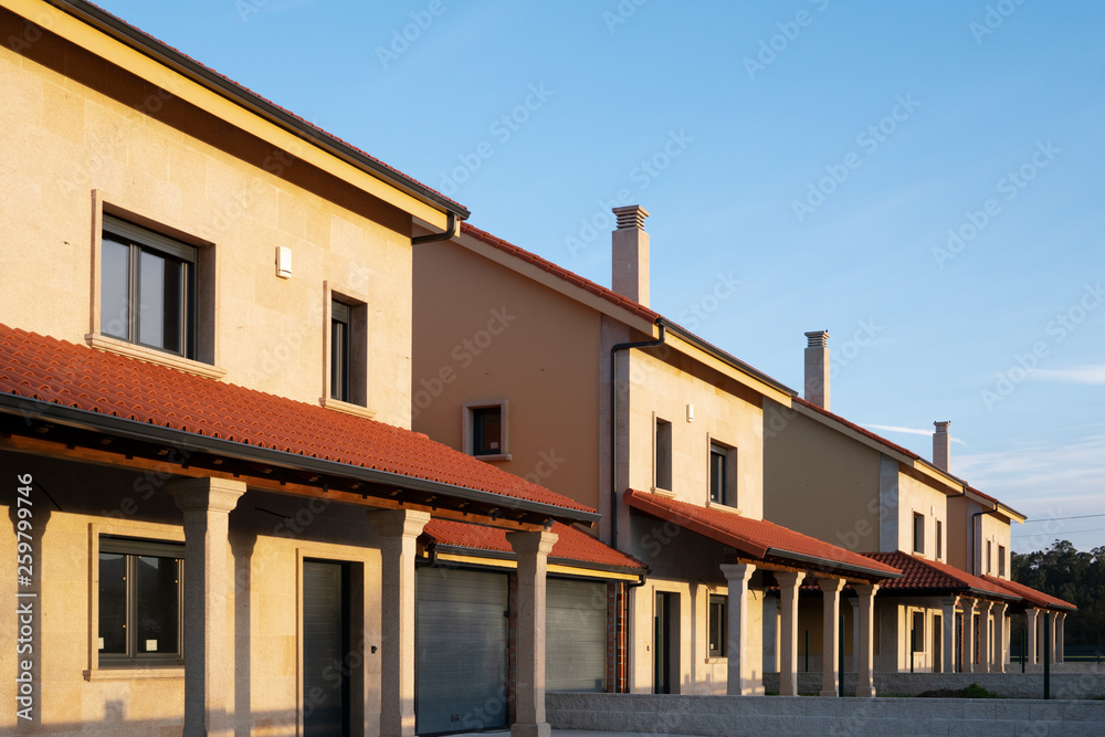 A row of new townhouses or condominiums