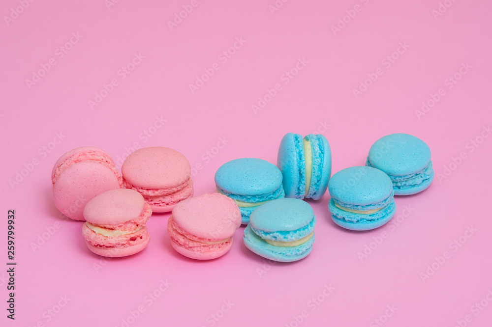 Colorful macarons on pink background Colorful macarons on pink background