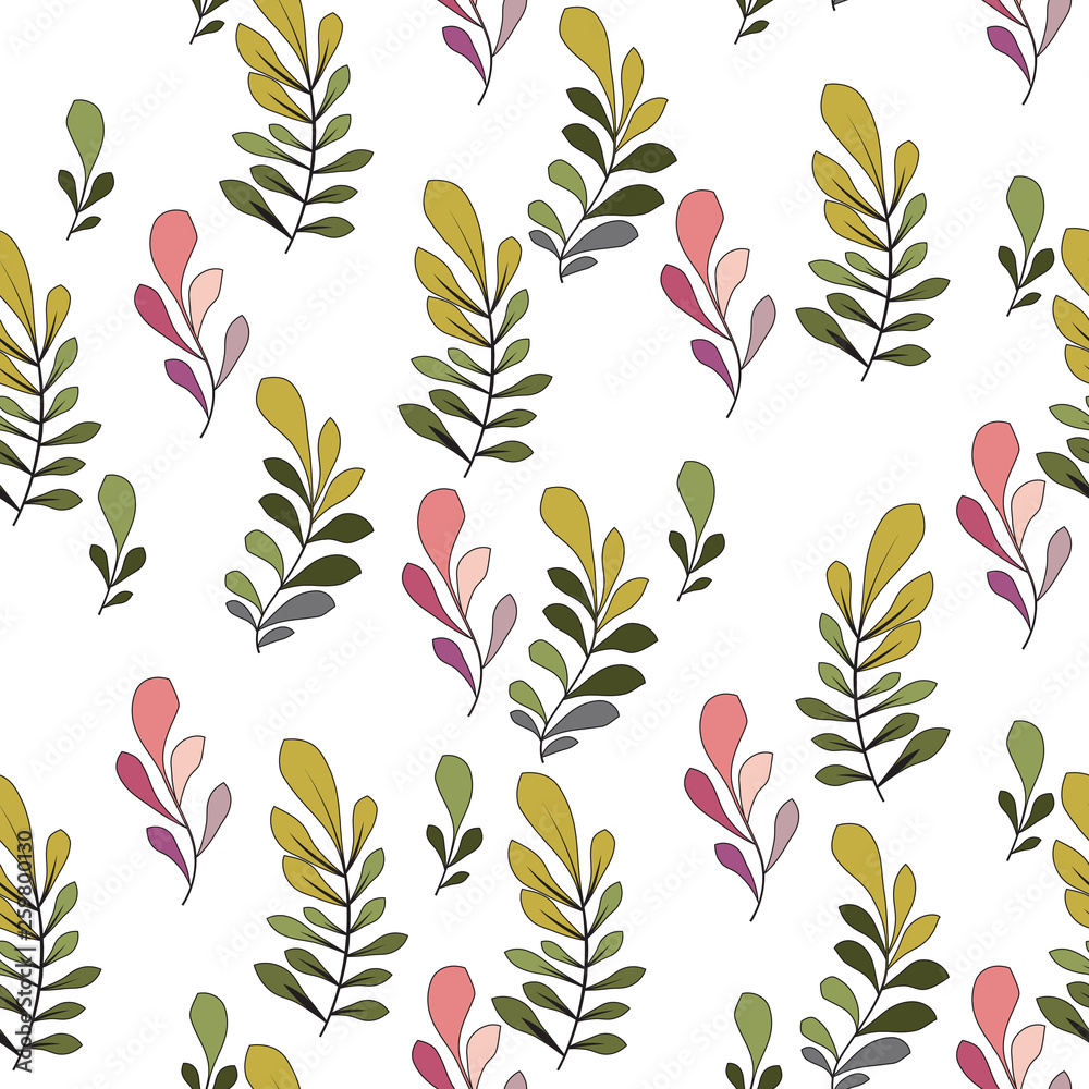 Texture with flowers and plants. Floral ornament. Original flowers pattern.