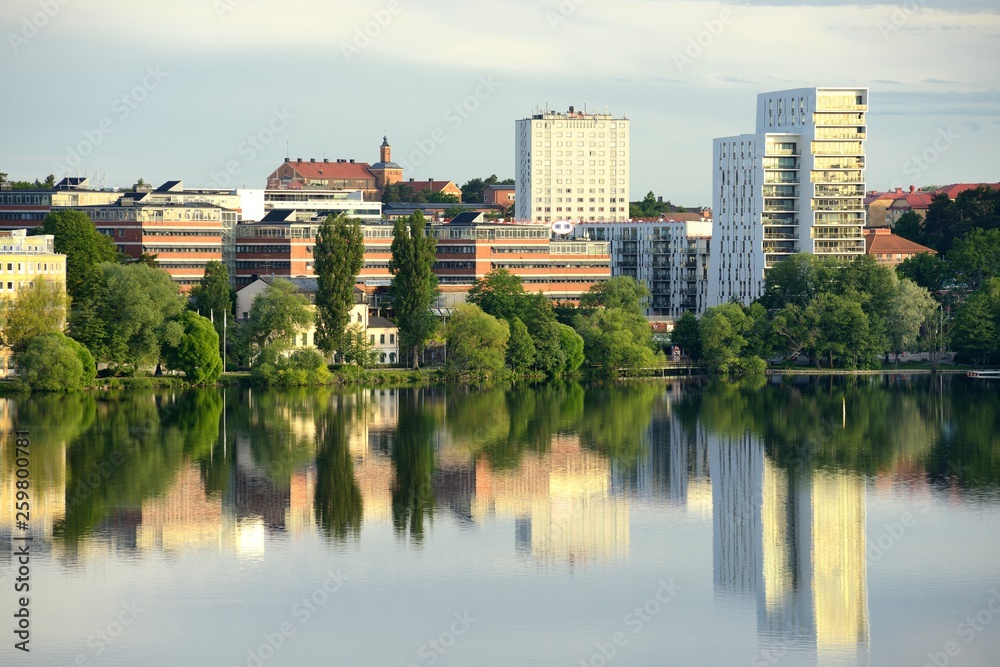 Modern apartment buildings in Stockholm area.