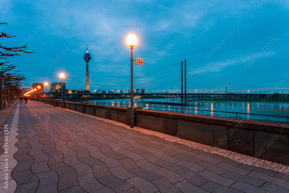 Rhine promenade in Dusseldorf, Germany.