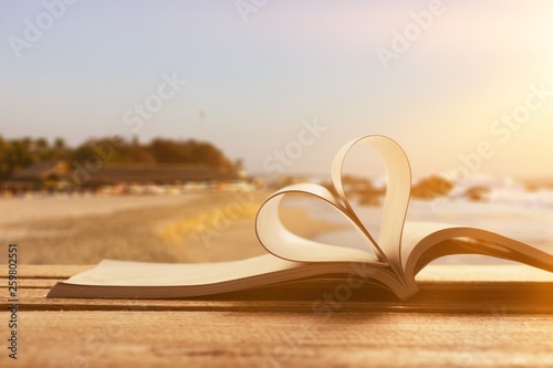 Book heart beach love outdoor literature decoration