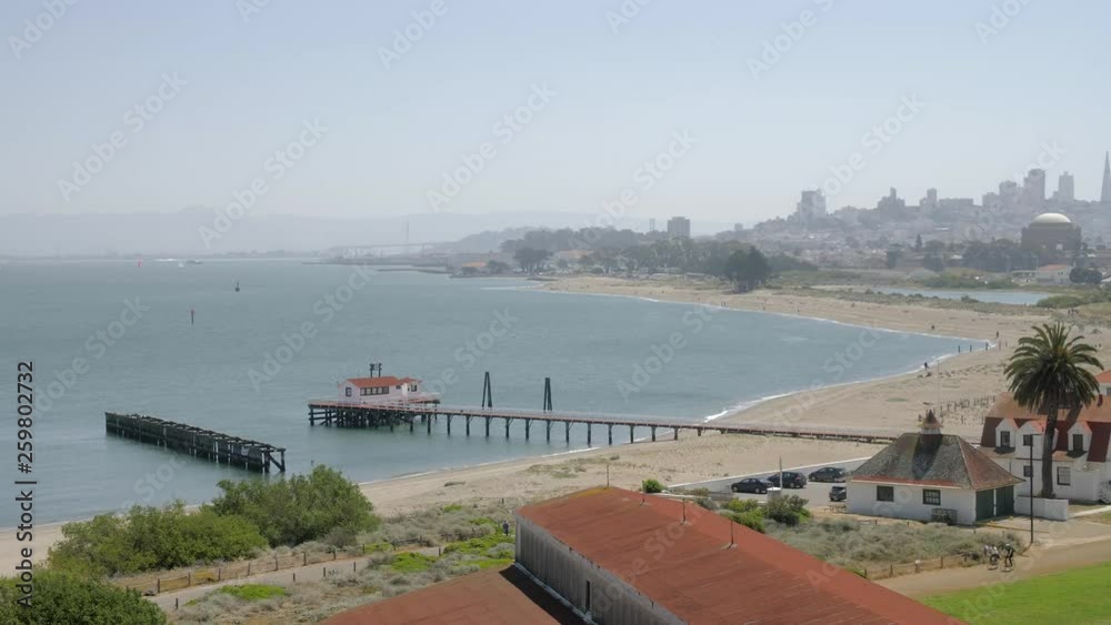 Crissy Field East Beach and city skyline of San Francisco, California, USA Crissy Field East Beach and city skyline of San Francisco, California, USA