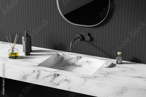 Modern light bathroom interior.close up. Mirror