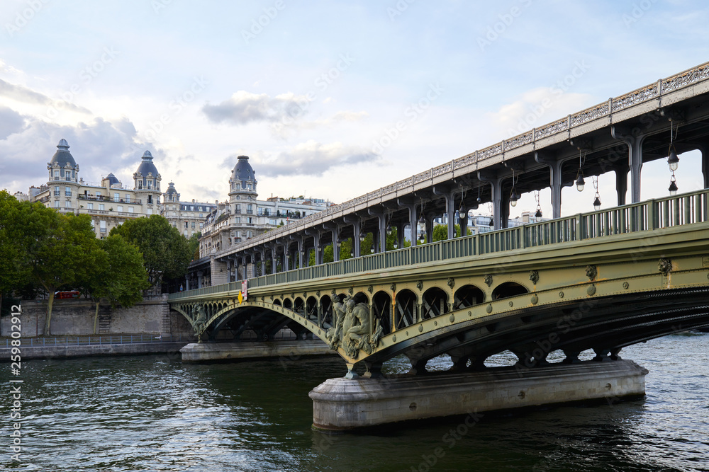 Bir Hakeim bridge in summer afternoon in Paris, France