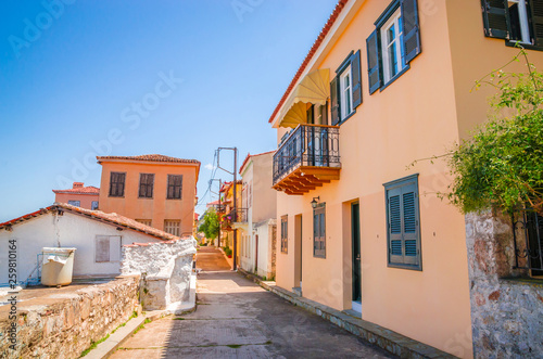 Traditional cozy greek street in city Nafplio  Greece