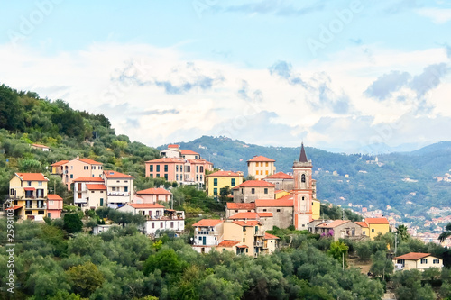 La Spezia, Italy. Cityscape of La Spezia (Fabiano Alto and catholic church Chiesa di Sant'Andrea), Italy.