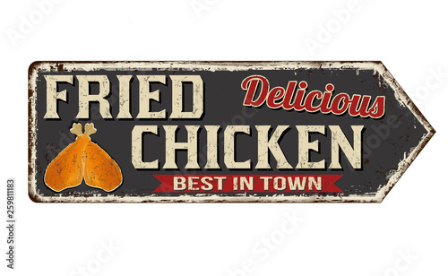 Fried chicken vintage rusty metal sign