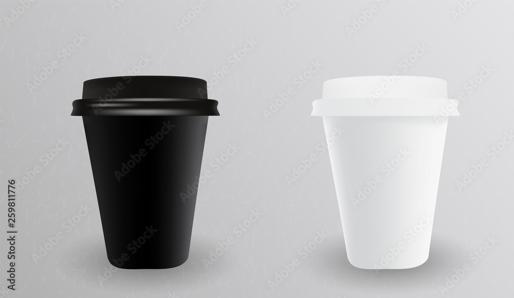 White and black paper cup for hot. Vector Illustration White and black paper cup for hot. Vector Illustration