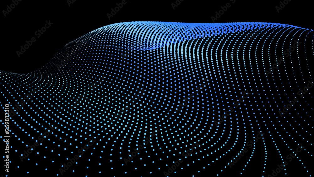 3d sea dots wave gloviwng stream background flow 3d sea dots wave gloviwng stream background flow