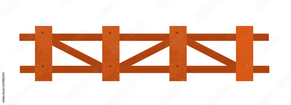Fototapeta premium cartoon scene with wooden farm ranch fence on white background - illustration for children