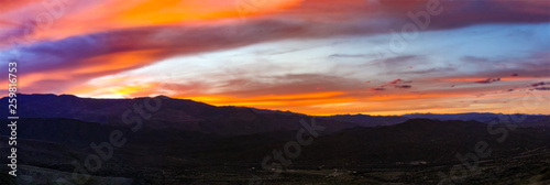 Sunset over Mingus Mountains and Verde Valley near Sedona, Arizona in Cottonwood