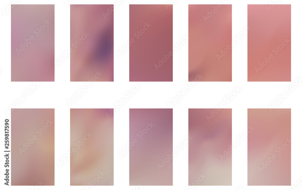 Collection of Abstract Gradient Mesh Futuristic Vector Backgrounds.  Modern screen vector design for mobile app. Soft natural color abstract gradients. 