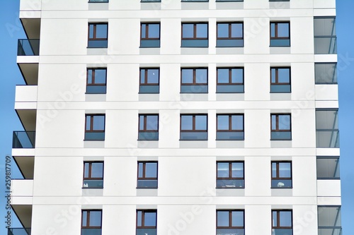 Modern european complex of apartment buildings. Fragment of a modern residential apartment building. © Grand Warszawski