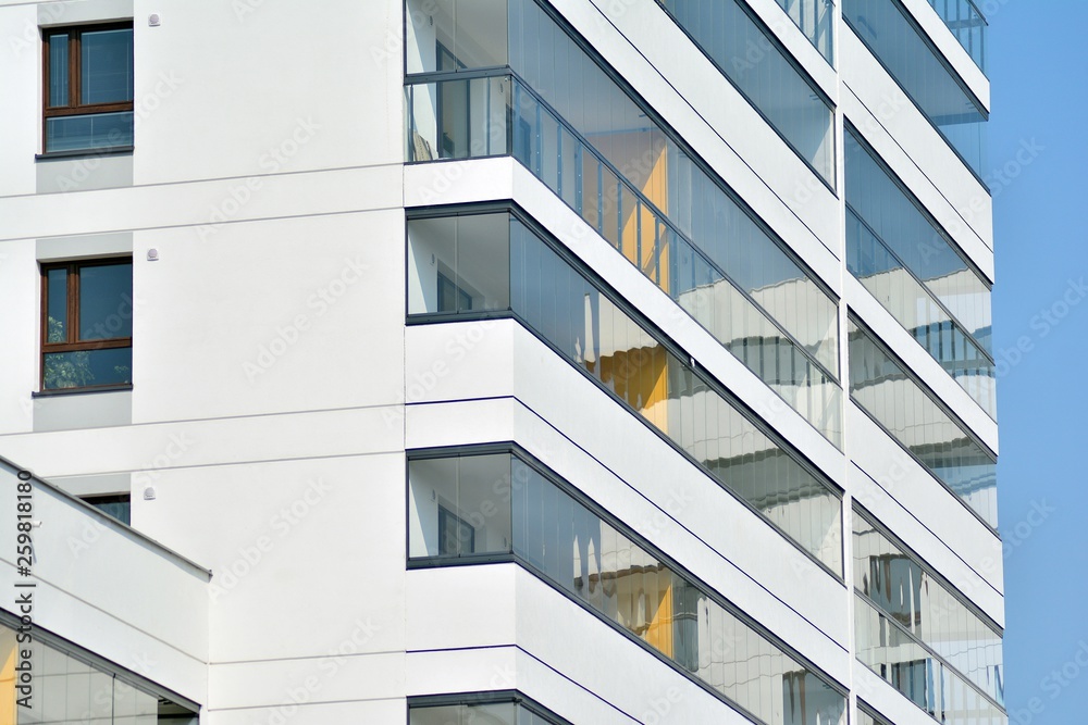 Modern european complex of apartment buildings. Fragment of a modern residential apartment building. Modern european complex of apartment buildings. Fragment of a modern residential apartment building.