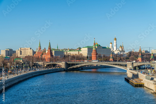 The Moscow Kremlin. View from the river on a sunny day