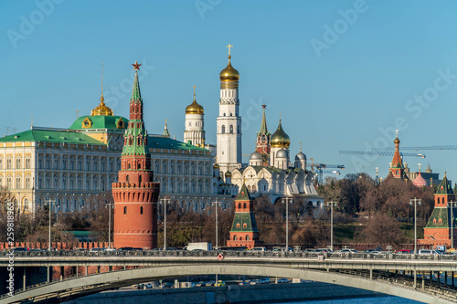 The Moscow Kremlin. View from the river on a sunny day