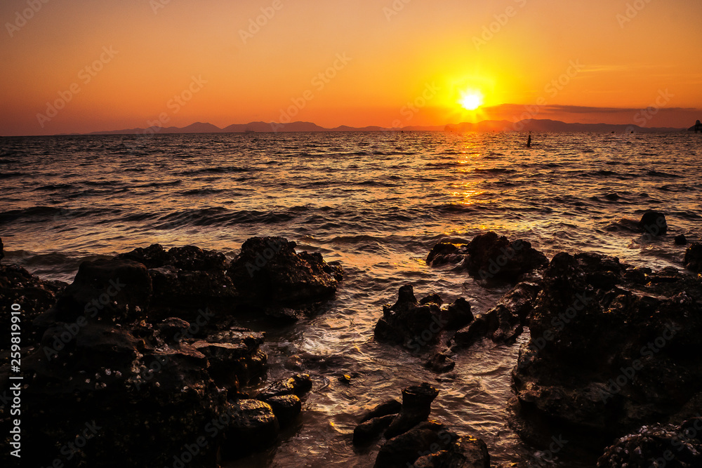 sunset over on the sea sunset over on the sea