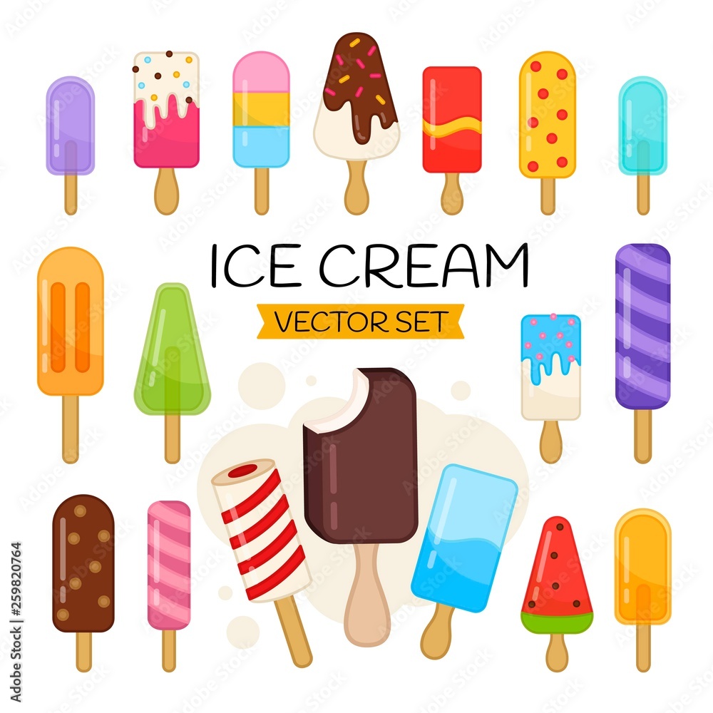 Vector set of cartoon ice cream. Vector pattern for prints. Vector set of cartoon ice cream. Vector pattern for prints.