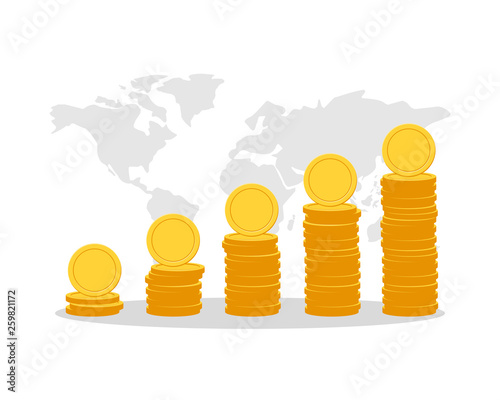 increasing chart from pile of coins