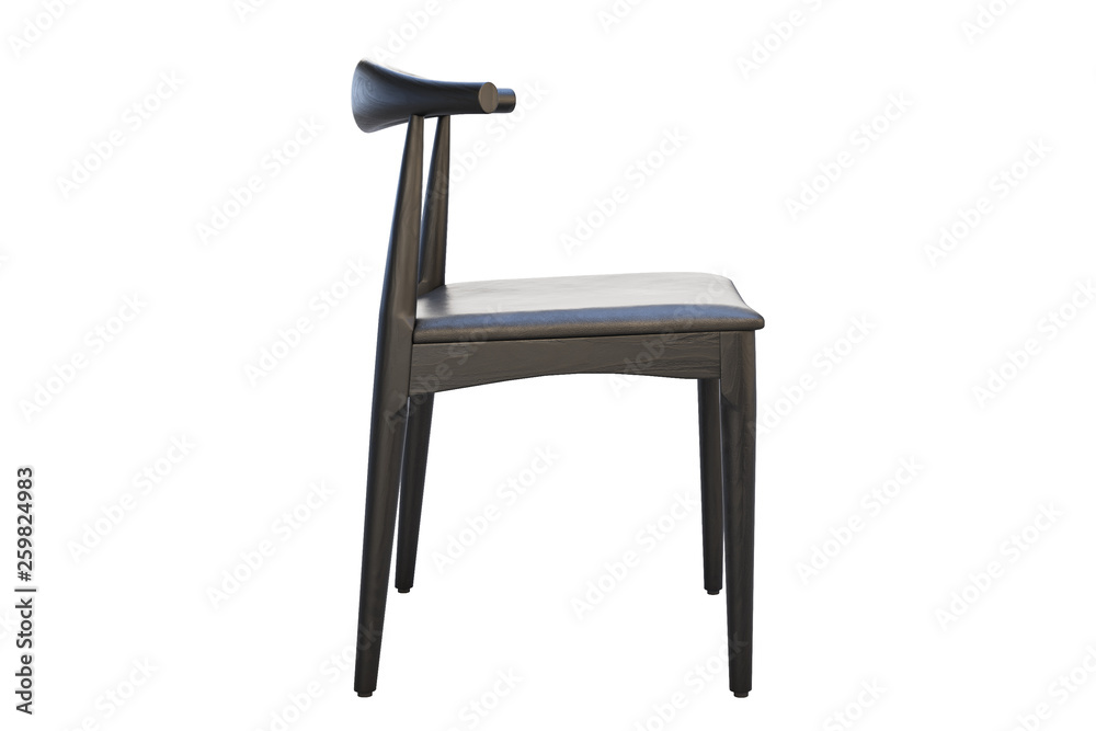 Mid-century wooden chair with leather seat. 3d render Mid-century wooden chair with leather seat. 3d render