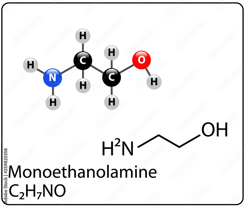 Monoethanolamine Molecule Structure Monoethanolamine Molecule Structure