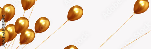 Golden Balloons Background. Celebrate party banner with helium baloons.