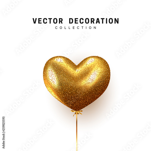 Balloon shape heart. baloon gold.