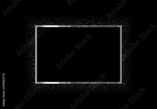 Silver frame with glitter on dark background