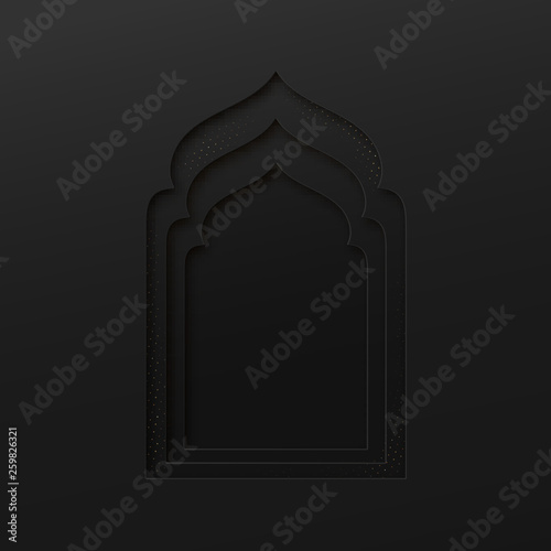 Photography Arabic window design. Ramadan Kareem greeting card