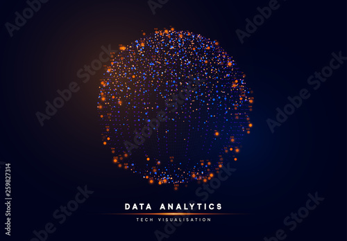 Big Data technology. Background abstract digital round sphere blue pattern.