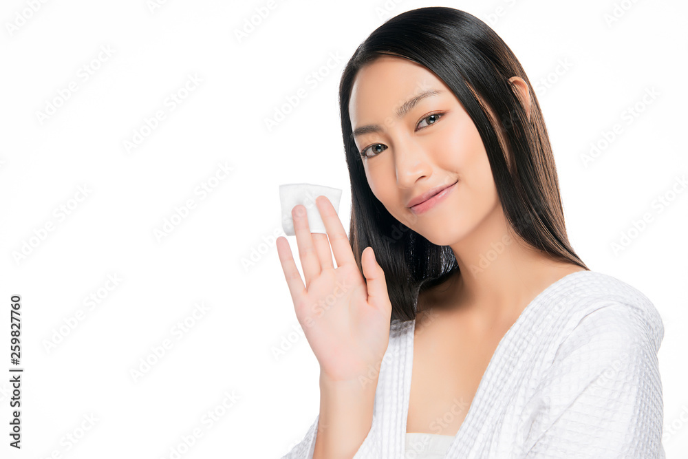 skin care woman removing face makeup with cotton swab pad. skin care woman removing face makeup with cotton swab pad.